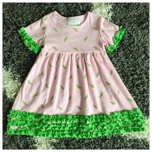  NWOT LWD Pink Turtle Print Ruffle Dress 